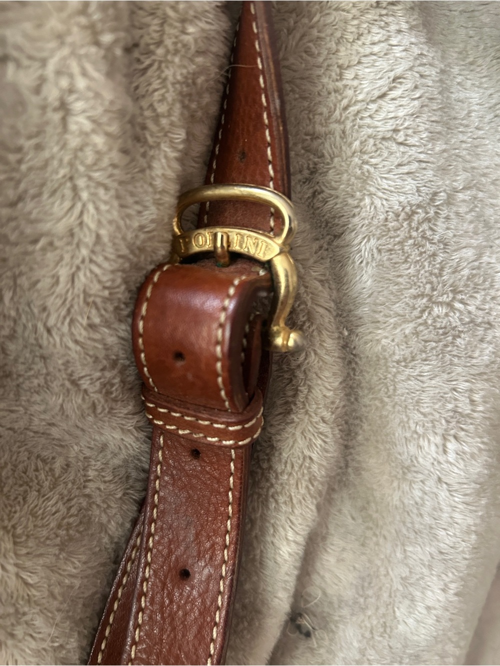 Pollini Satchel Bag Purse Brown Vintage Italian Leather Monogram Double Handle - Picture 6 of 12